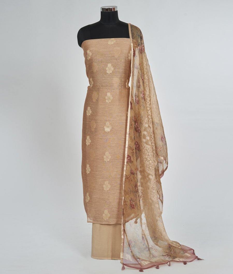 Beige Linen Unstitched Salwar - kaystore.in