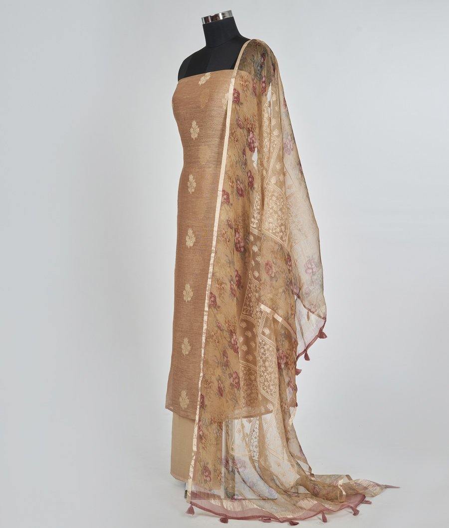 Beige Linen Unstitched Salwar - kaystore.in