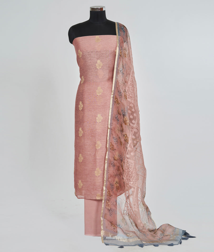 Onion Pink Linen Unstitched Salwar - kaystore.in