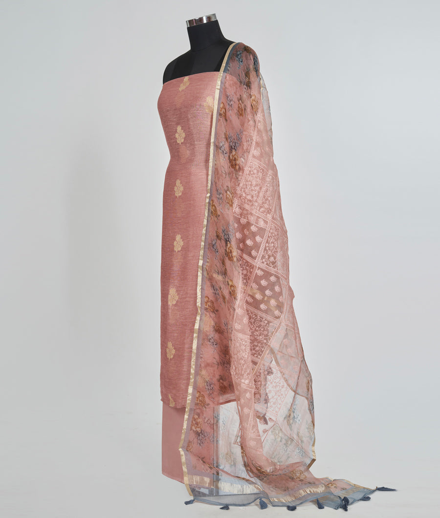 Onion Pink Linen Unstitched Salwar - kaystore.in