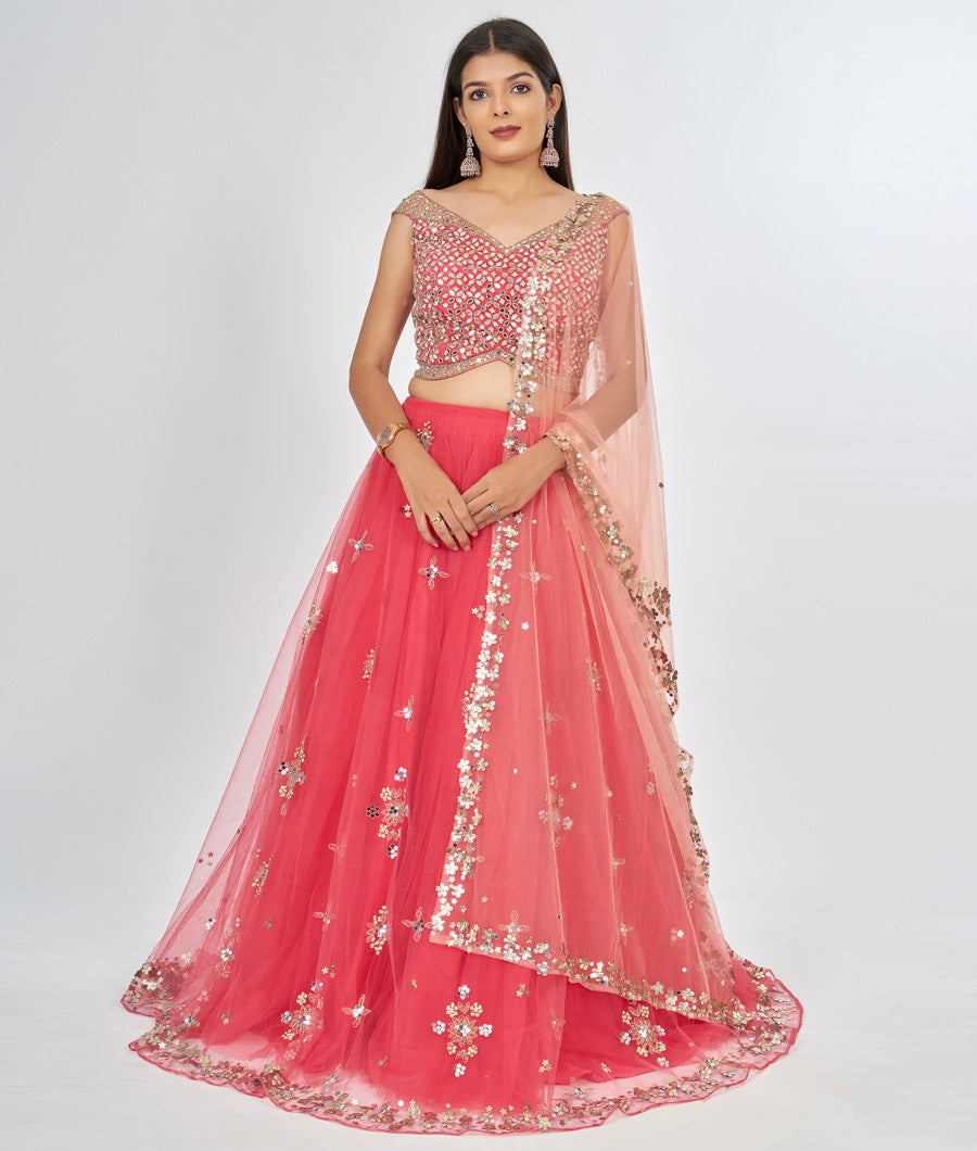 Pink Lehenga Zari Embroidery - kaystore.in