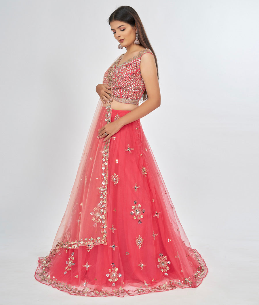 Pink Lehenga Zari Embroidery - kaystore.in