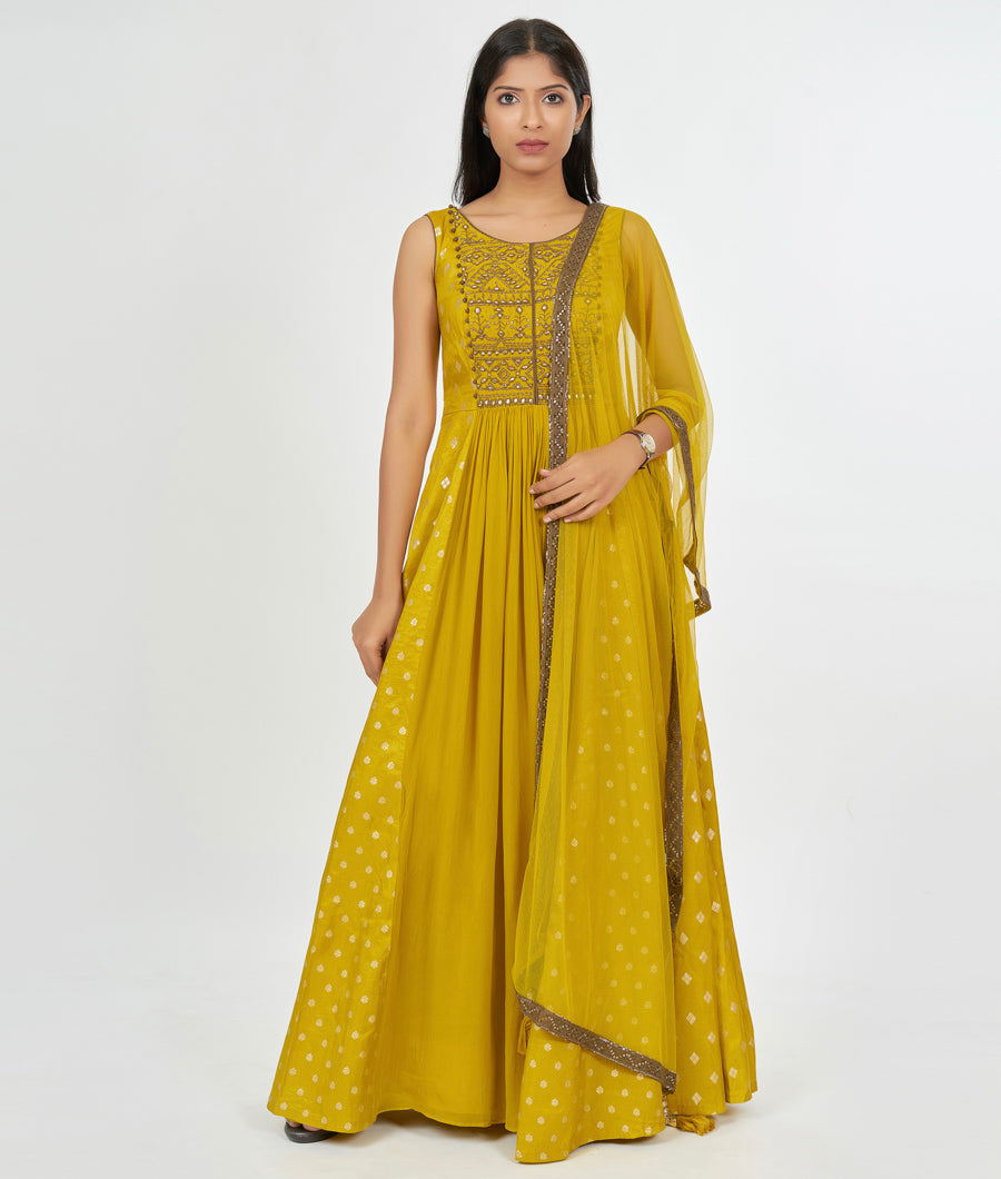 Yellow Georgette Salwar Kameez Anarkali - kaystore.in