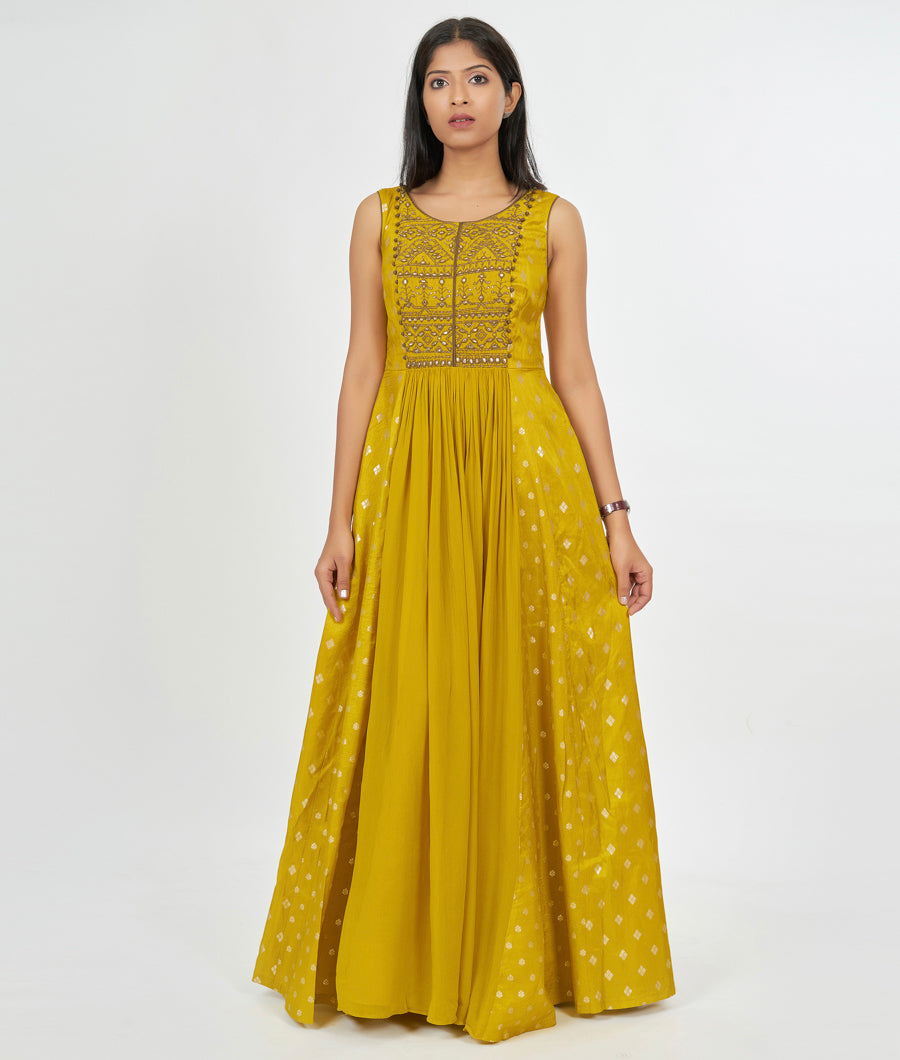 Yellow Georgette Salwar Kameez Anarkali - kaystore.in