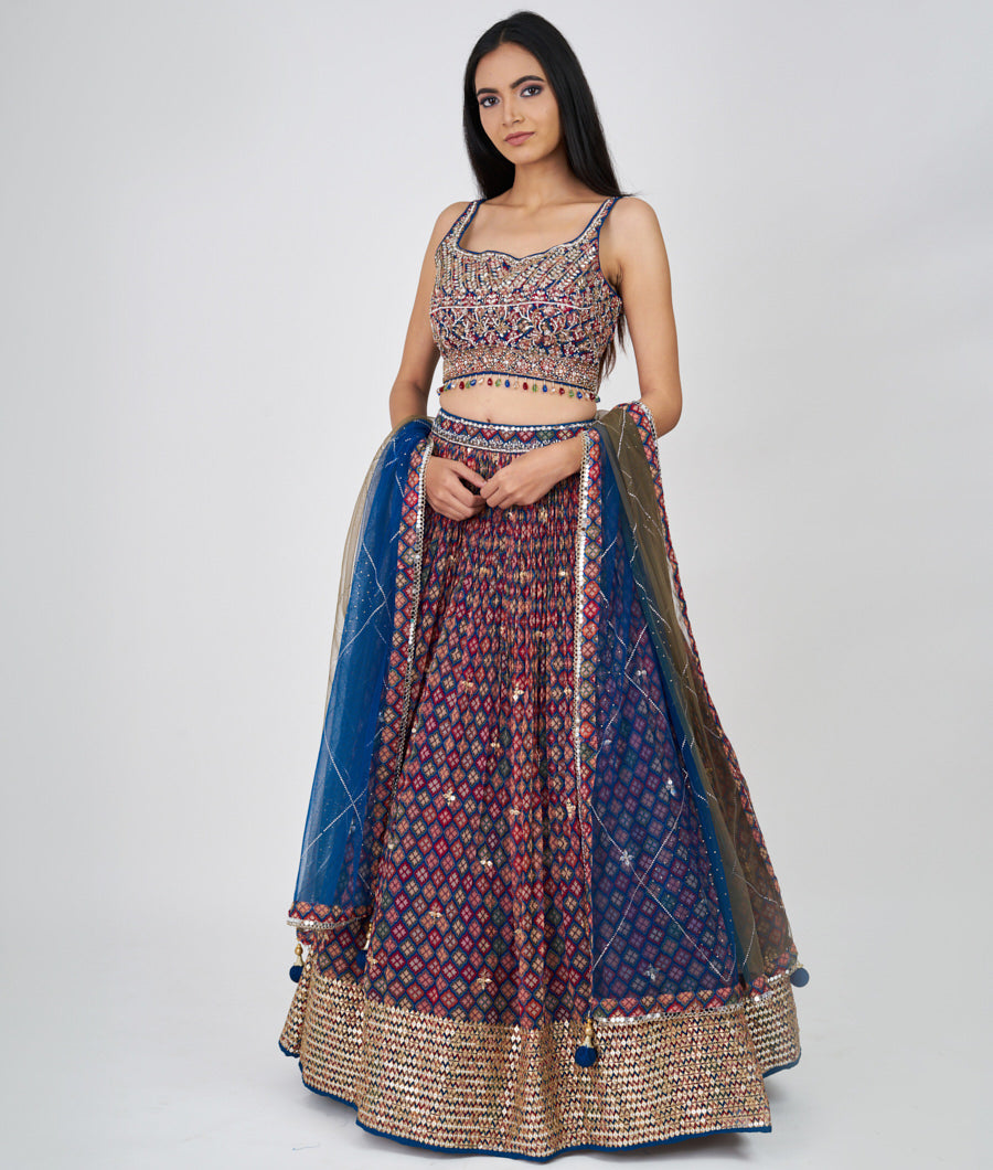 Multi Color Zari Embroidery With Sequins And Cutdana And Jarkan Stone Work  Lehenga